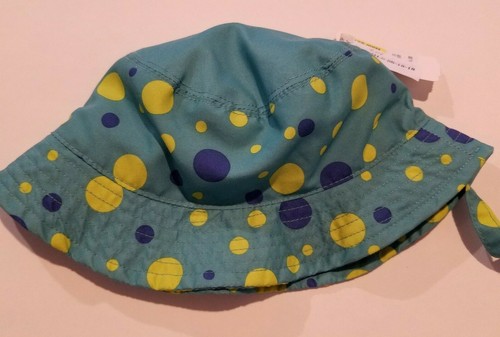 Infant Gold Bug Brand Blue Green Sun Hat Chin Strap Size 0-6 M - Picture 5 of 7