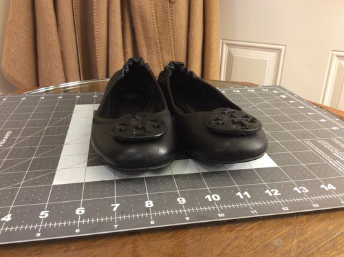Zapatos planos de ballet Tory Burch TODOS negros granulados de cuero talla 8M - Imagen 3 de 11