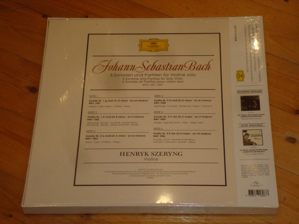 Bach Partitas and Sonatas for Solo Violin SZERYNG DGG 3x 180g LP BOX NEW SEALED - Image 2 of 2