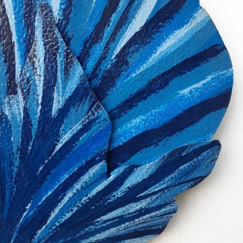 Blue Flower Wall Sculpture Art Handcrafted and Painted - Picture 10 of 12