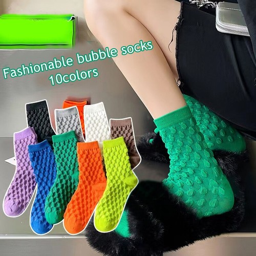 Womens Girls Socks Lot Bright Solid Colors 3d design Casual Dress Tube Socks - Picture 2 of 22