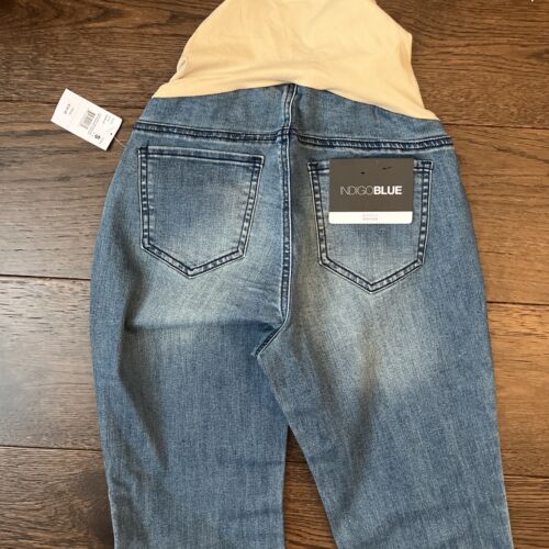 NWT Indigo Maternity Flare Medium Wash Denim Pockets Jean Pants Small - Picture 4 of 5