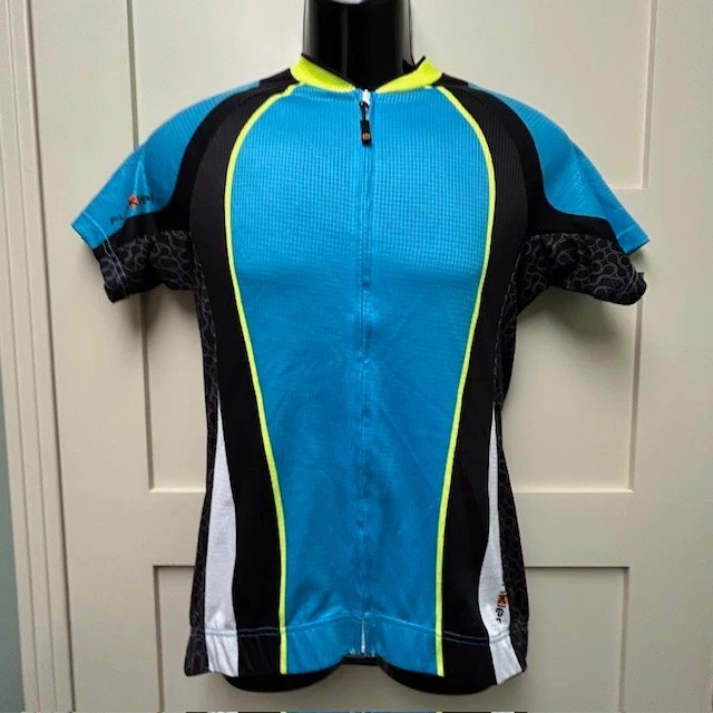 Camiseta deportiva de ciclismo Funkier con cremallera completa con bolsillo trasero con cremallera - azul/negro - talla grande Foto 2 de 4