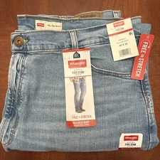 Mens Wrangler Five Star Relaxed Y2K Boot Cut Jeans Size 42x32 Blue Stretch New