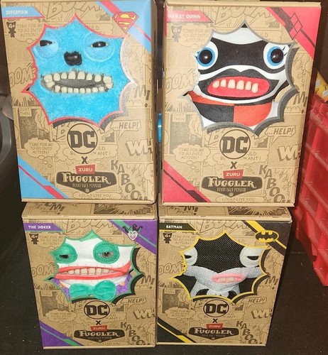 DC X ZURU Fuggler Set Of 4 The Joker, Batman, Harley Quinn, Superman - Picture 1 of 2