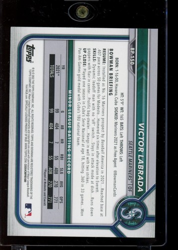 2022 Bowman - Chrome Prospects #BP-150 Victor Labrada Prospects Blue #/150 - Bild 2 von 2