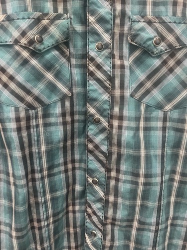 wrangler plaid button up Snap Kids Shirt Size Large Used Multi Color - Picture 4 of 14