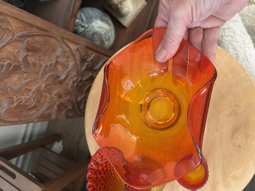 Vintage Amberina rot gelb Glas 3 Stück - Bild 9 von 20