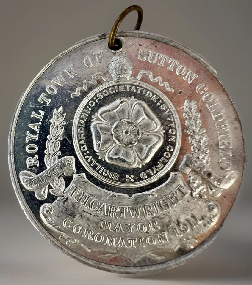 Medalha rara Grã-Bretanha King George V (& Mary) City Sutton Coldfield 1911 - Imagem 2 de 2