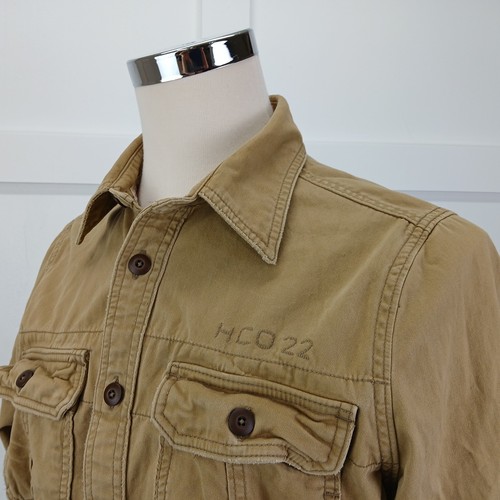 HOLLISTER Button Up Shirt Mens XL Brown Pocket Outdoors Workwear Hipster Y2k - Picture 3 of 7