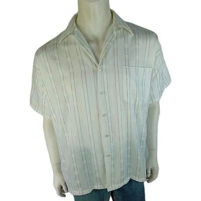 SUNRIDER vintage mens size 100 shirt white striped sheer retro grandpa - Image 1 of 4