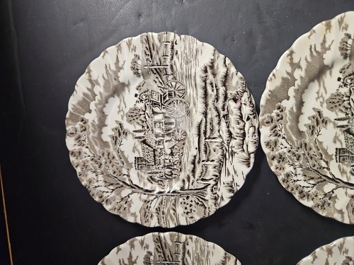 4 VINTAGE ROYAL MAIL FINE STAFFORDSHIRE IRONSTONE 6”PLATES Made In England Brown - Bild 8 von 18