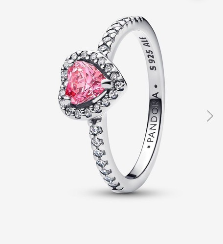 Anello Pandora Argento S925 Cuore Rosa In Rilievo Scintillante