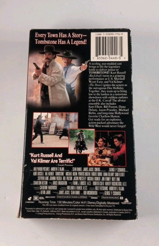 Tombstone (VHS) 1993 Kurt Russell, Val Kilmer, Sam Elliott TESTED - Picture 2 of 3
