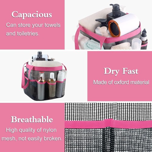 Attmu Mesh Shower Caddy Portable, Quick Dry Hanging Tote Bag for Rose - Bild 2 von 6