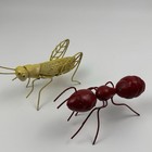 Vintage Red Ant Yellow Grasshopper - Garden Decoration Yard Art Metal Legs(2)