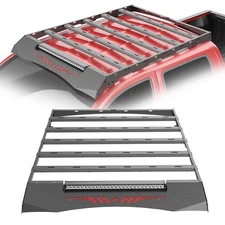 Steel Roof Rack Cargo Basket Bar w/Led Ligh for Toyota Tacoma 2005-23 Double Cab