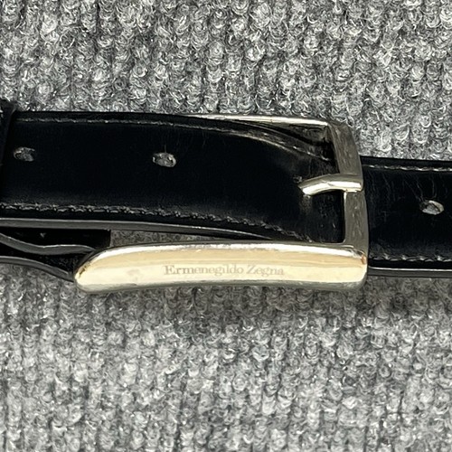 Cinturón con hebilla detallada con logotipo Ermenegildo Zegna para hombre 40 negro cuero genuino Italia - Imagen 3 de 18