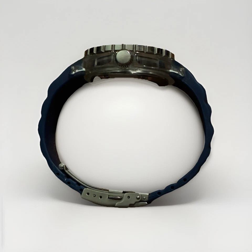 Haurex Italia Hombre Ref#Sport.03 Acero Bisel Giratorio Banda Goma Azul Foto 2 de 4