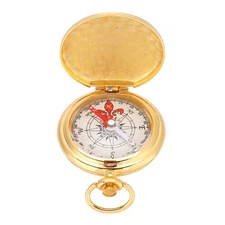 Portable Folding Brass Pocket Watch Style Compass Keychain Outdoor Camping