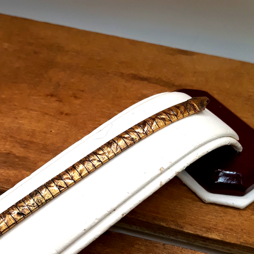 Vtg. Milor Italy Etched Sterling Silver Vermeil 5mm Omega Bracelet 7.5" - Picture 5 of 10