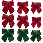 9PCS Christmas Bow Ornaments Set 3 Sizes Festive Holiday Home Tree Hanging