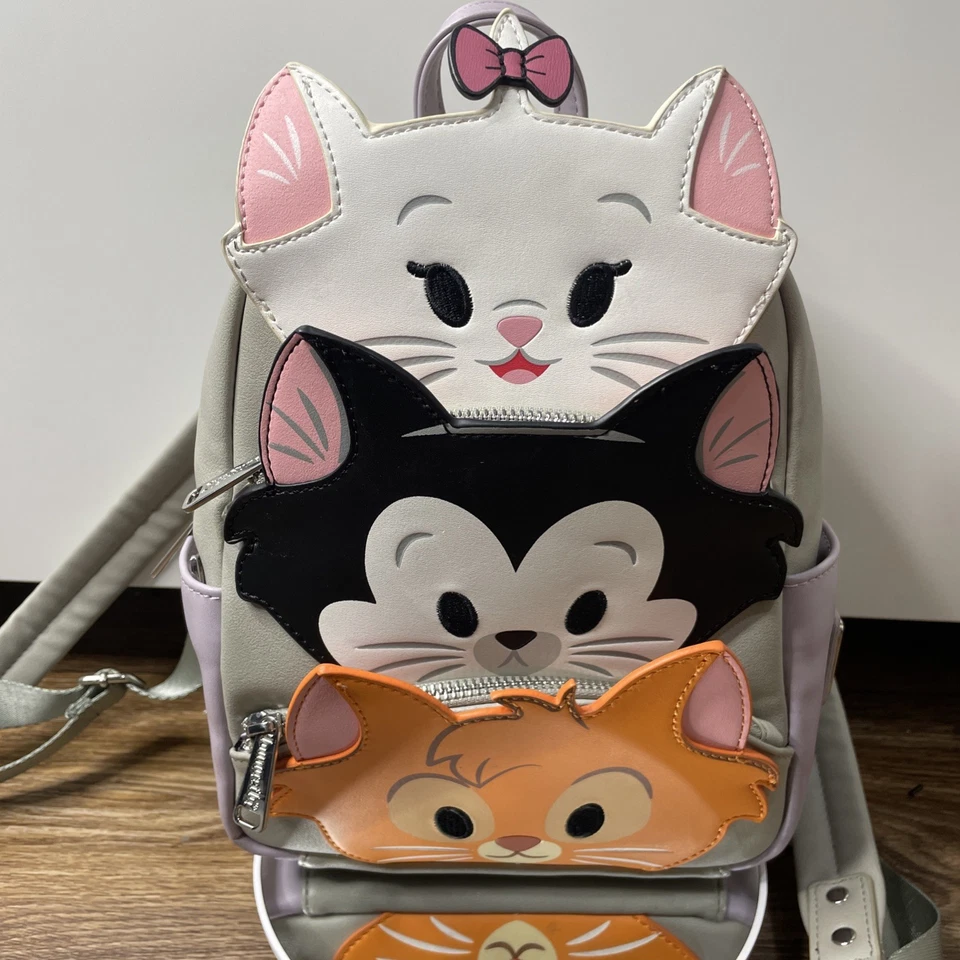 Disney Parks World Loungefly Cats Marie Figaro Oliver Mini Backpack Rare - Image 4 of 4