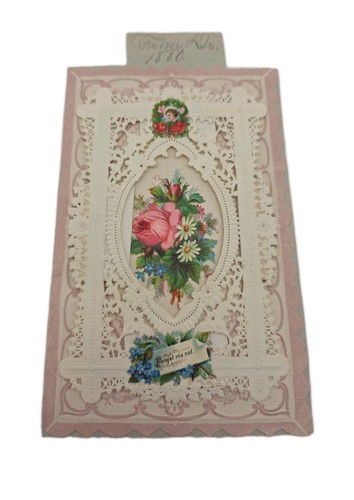 Tarjeta de San Valentín artesanal vintage Dr. 1880 papel encaje capas Be True Forget Me - Imagen 1 de 16