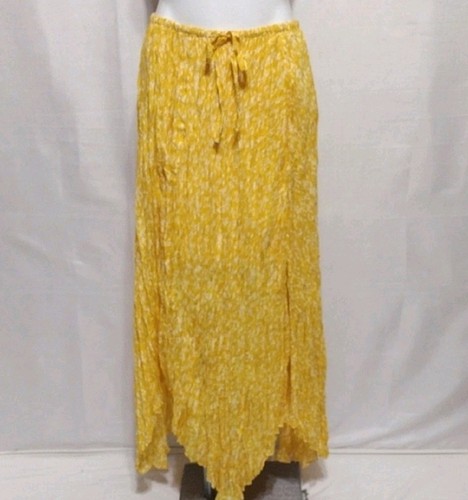 Joie Revolve Hiwalani 100% Silk Crinkled Asymmetrical Hem Side Slit Maxi Skirt L - Picture 2 of 13