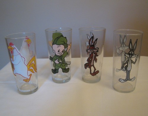 4er Set Vintage 1973 Pepsi Looney Tunes Warner Bros. Collector Series Gläser