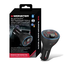 Bluetooth FM Transmitter & Dual Type-C 20W Car Charger, Compact Design