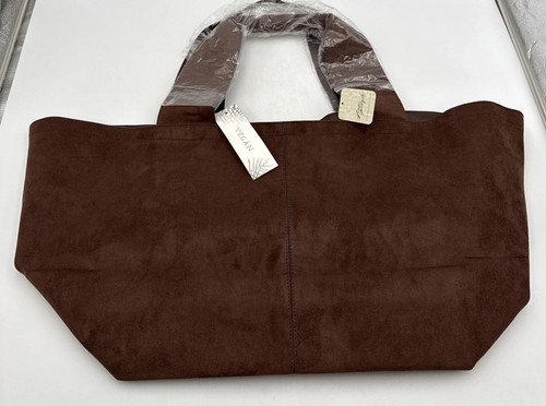 New Free People Blair Reversible Vegan Suede/Leather Chocolate Tote Bag
