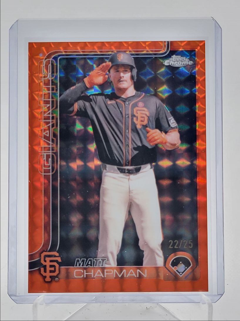 MATT CHAPMAN 2025 TOPPS CHROME ORANGE GEOMETRIC REFRACTOR /25 Q3481