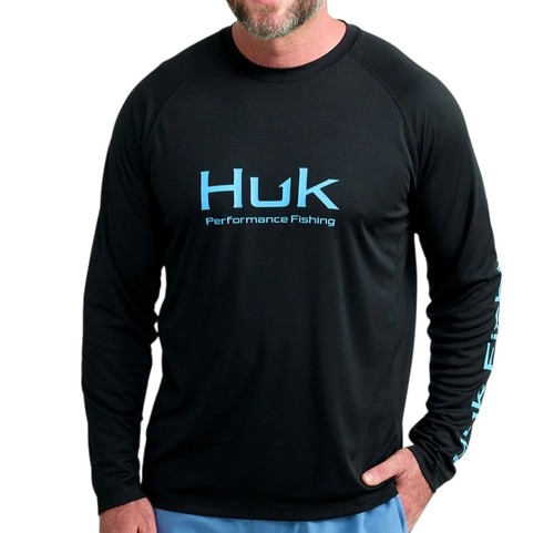 HUK Men's (M) Performance Fishing UPF 50+ Long Sleeve Shirt Black - Picture 1 of 10