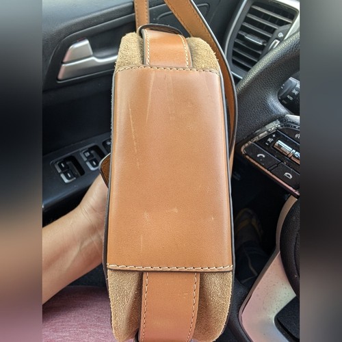 MICHAEL Michael Kors Romy Saddle Bag Tan Side Flap Over Crossbody Adjustable - Picture 12 of 14