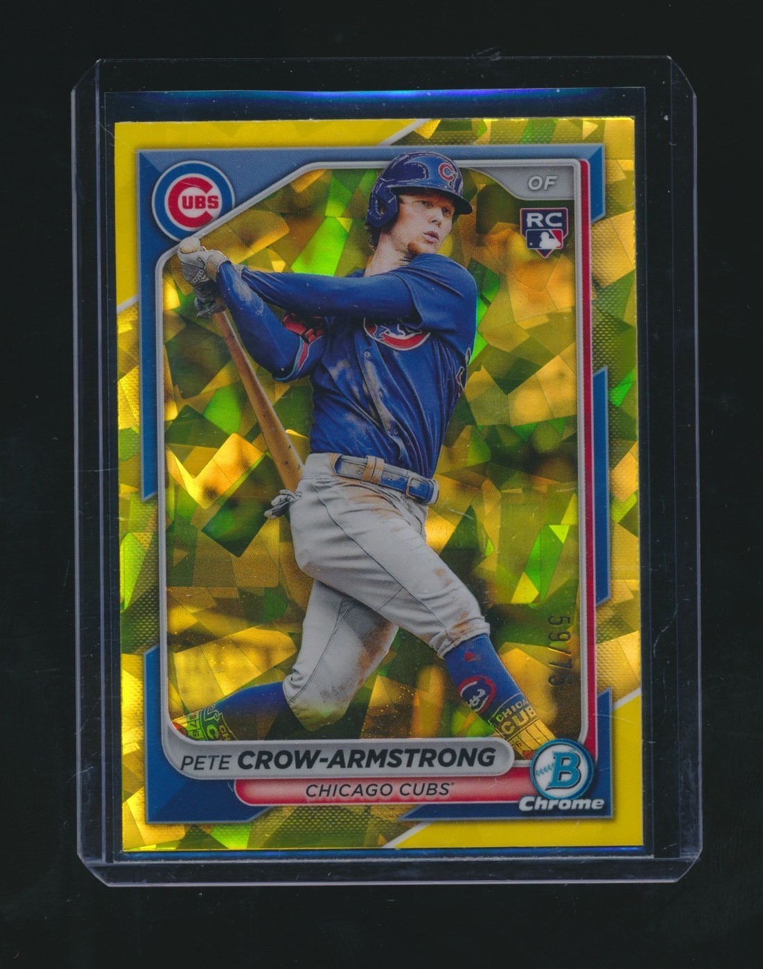 PETE CROW-ARMSTRONG 2024 BOWMAN CHROME SAPPHIRE YELLOW RC REFRACTOR 59/75 #45