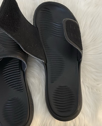 Men’s Adidas Athletic Slides Flip Flops Size 11 Black White - Picture 8 of 9