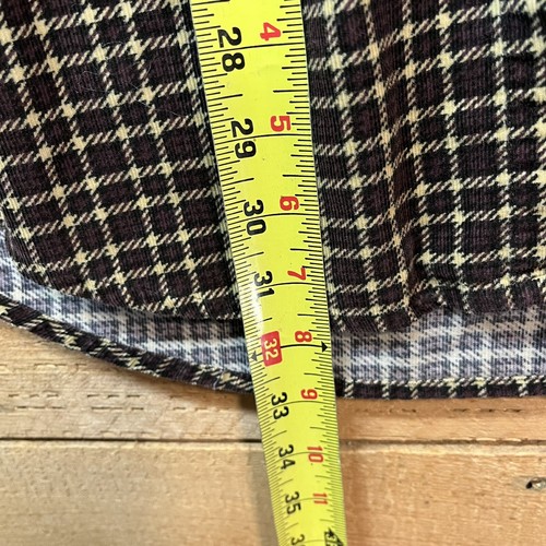 Vintage Lee kariertes Flanell Button Down Hemd braun weinrot L Langarm - Bild 11 von 11