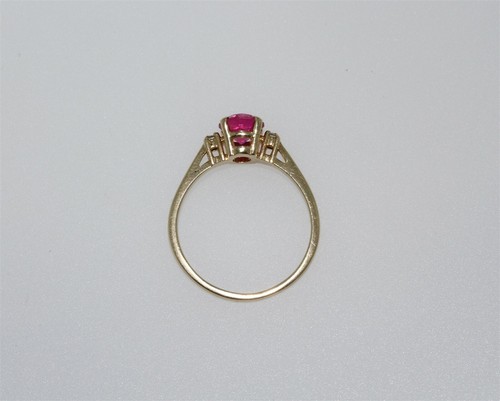 Anillo de compromiso solitario de oro amarillo de 14 K de 1,13 quilates rubí con acentos de diamantes - Imagen 6 de 12