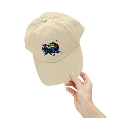 Unisex Distressed Hat Beetle Cubism Abstract Geometric Insect Bug Nature Cap Dad - Picture 17 of 17