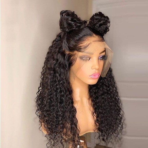 Soft Glueless Kinky Curly 26 Inch Long Black Lace Front Wig High Temperature - Picture 10 of 11