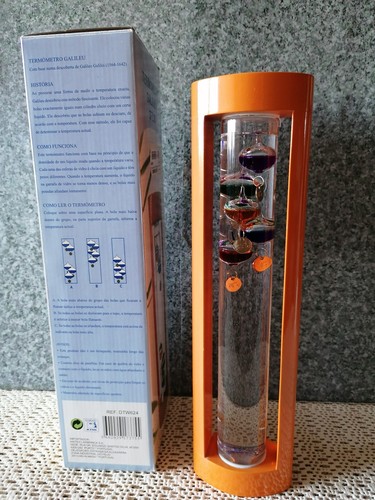 Thermometer Galileo Galilei 37cm mit Holzrahmen in OVP Vintage - Picture 2 of 5
