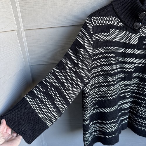 Chico's Cardigan Sweater Black Striped Womens Size 3 XL Wool Knit Casual Mature - Picture 4 of 12