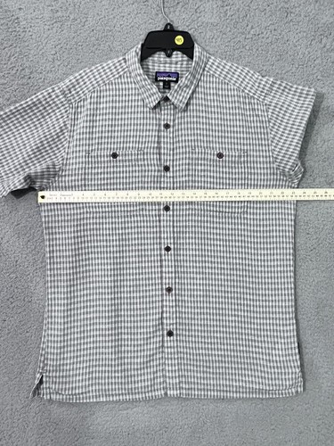 Camisa Patagonia Hombres Talla Lg Mezcla de Cáñamo Estampado a Cuadros Camisa de Campamento con Botones Lg - Imagen 9 de 13