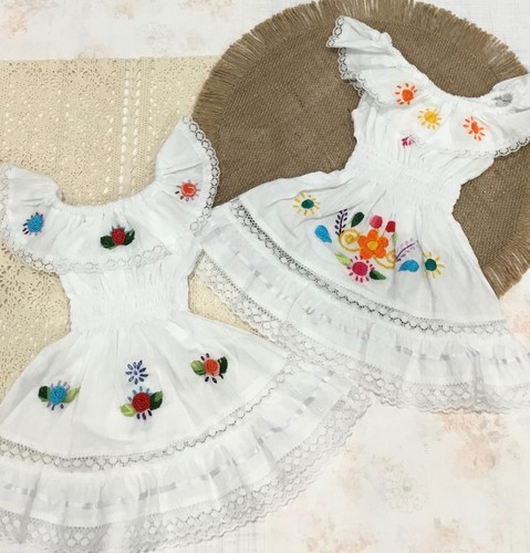 Girl Dress Assorted Colors Embroidered Traditional Style 100% Cotton Size 0-4T - Picture 15 of 17
