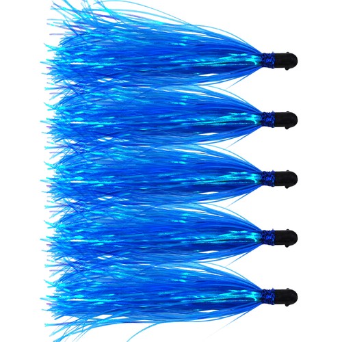 15Pcs Mylar Flash Teaser Tail Jig Head Fishing Lure Bullet Head with Skirt Hair - Picture 22 of 24