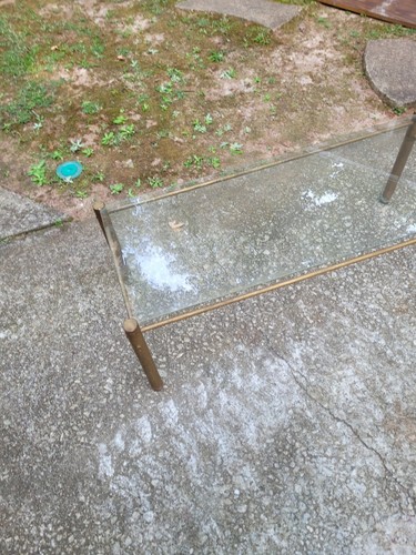 Gold / Brass & Glass Vintage Coffee Table 16 X 40 X 15 - Picture 2 of 11