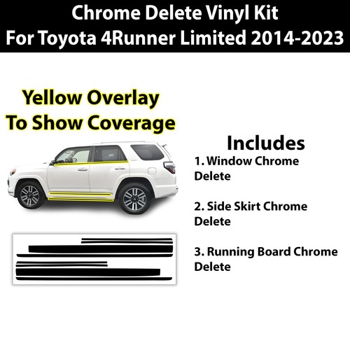 Fits Toyota 4Runner 10-24 Side Window Chrome Delete Decal Film Blackout Trim - Picture 2 of 8