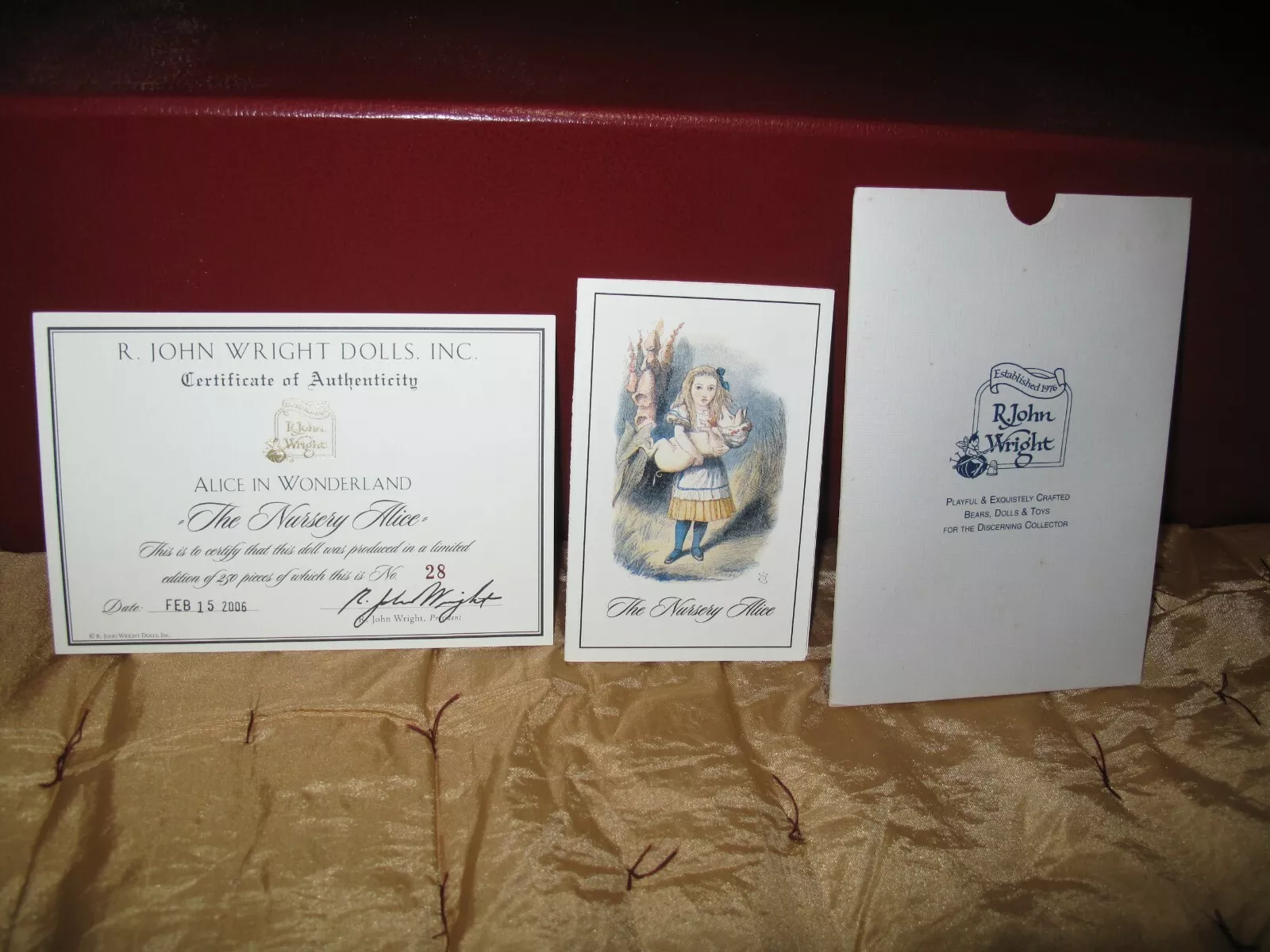 R John Wright Doll The Nursery Alice L.E 28 /250 VERY RARE R John Wright Doll The Nursery Alice L.E 28 /250 VERY RARE