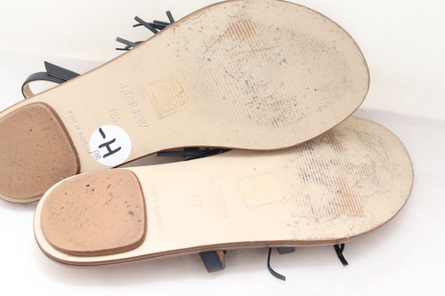Sandali J Crew donna 8,5 blu navy pelle cinturino frange scarpe basse slingback - Foto 10 di 11